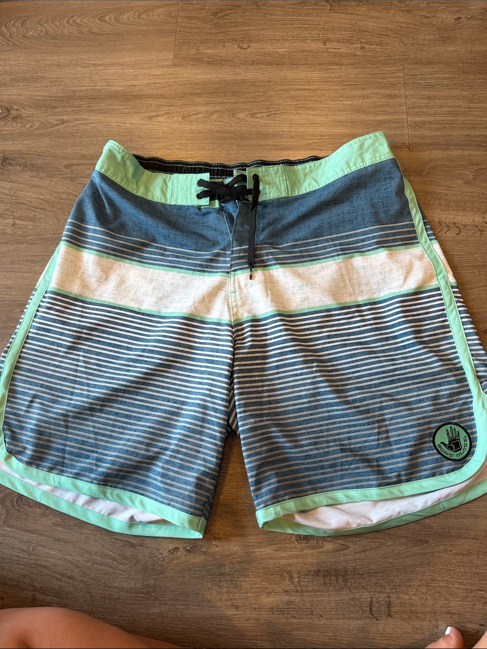 Body Glove Mint and Gray Striped Hybrid Shorts
